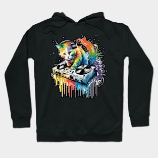 Funny CAT DJ colorful Hoodie